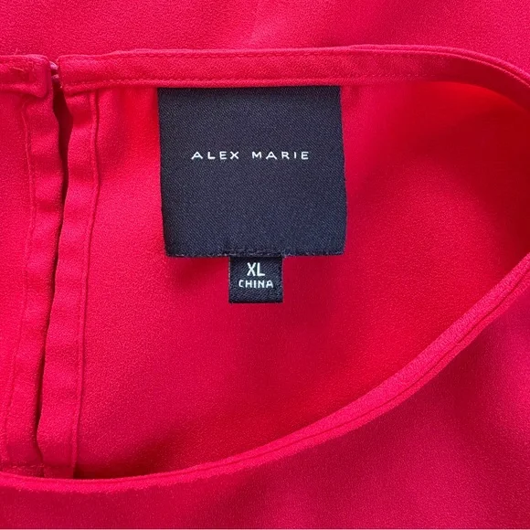 Alex Marie Blouse red short puff sleeves size XL - Picture 2 of 6